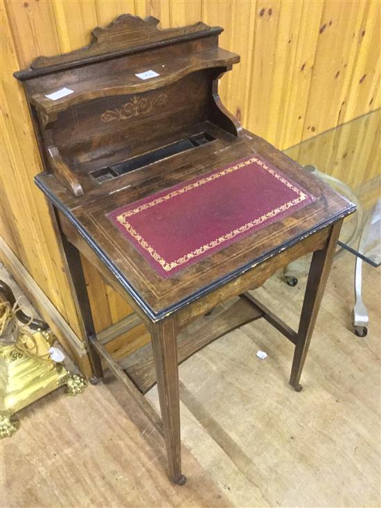 Edwardian inlaid rosewood davenport